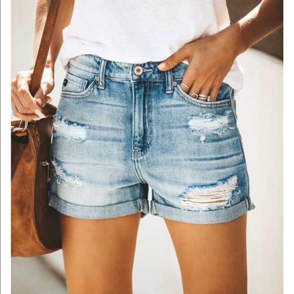 distressed jean short